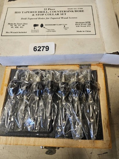 22 Pc Hss Tapered Drill, Countersink/bore & Stop Collar Set