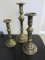 Lot of 3 alternating height metal candle holders