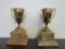 Lot of 2 Vintage Brass and Wood Trophies