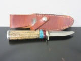 Deer Antler and Turquoise Custom Inlay Enzo Knife