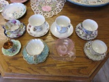 Lot of 8 Tea Cups and Saucers Bone China and Glass