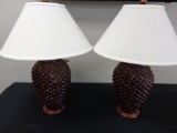 Lot of 2 - Woven Coconut lamps