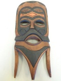 African Mozambique Mask Hand Carved Painted Wood