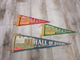 Lot of 3 Vintage Hall of Science Pennants