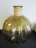 Large Round Mid Century Green Glass Vase