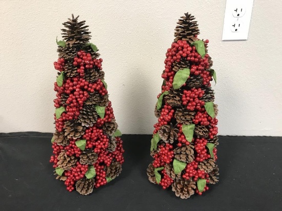 Lot of 2 Berry Cone Christmas Trees