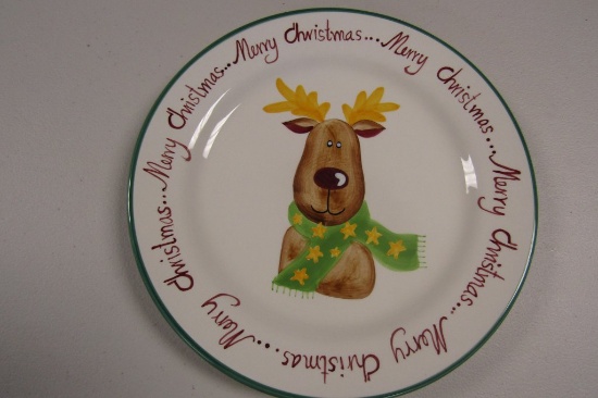 Merry Christmas reindeer with a scarf cookie plate