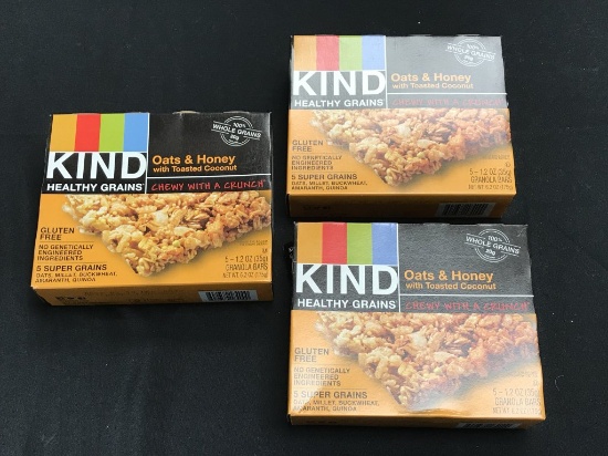 3 Boxes of Kind Healthy Grain Oats & Honey Bars