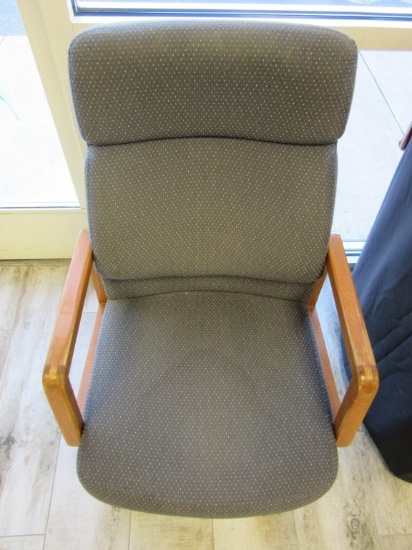 Wood Base Grey Office Chair