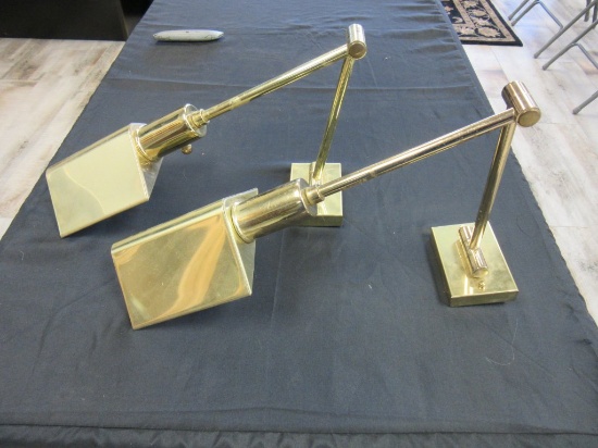 Lot of 2 Vintage Portable Brass Desk Lamps