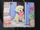 Evergreen Patriotic Puppy Slate Painting