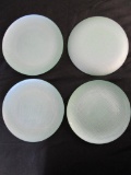 Lot of 4 Green Glass Dessert Plates