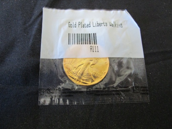 Gold Plated Liberty Walking Silver Half Dollar