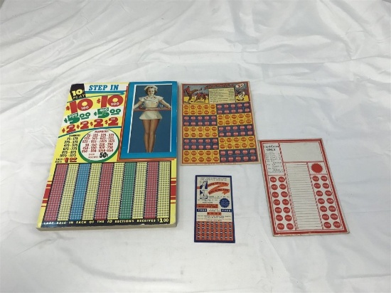 Lot of Vintage Gambling Punch cards, Board