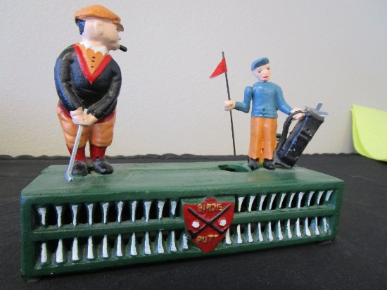 Metal Mechanical Bank Replica of Men Golfing