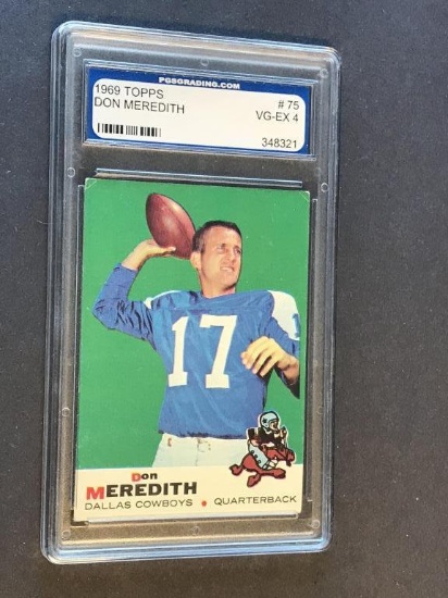 1969 Topps #75 Don Meredith Cowboys Graded VG-EX 4