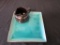 Glazed Turquoise Plate & Brown Pitcher