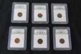 (6) Slabbed Early Lincoln Cent
