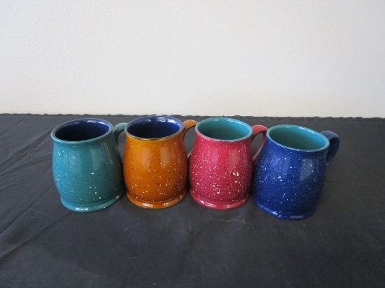 Lot of 4 Fun Colorful Trisa Stoneware Mugs