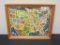 Framed Vintage Puzzle of the USA