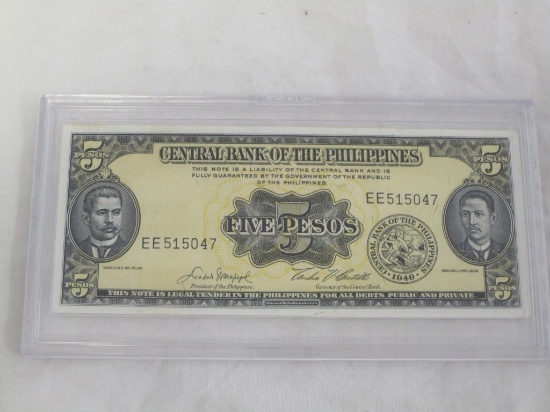 1949 Philippines 5 Pesos Note