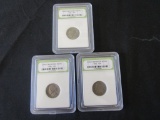 (3) Early Jefferson Nickel 1959, 1964 Slabbed