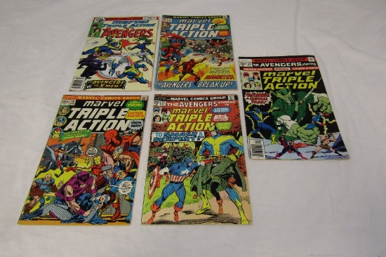 Lot of 5 MARVEL TRIPLE ACTION 1970's Comics