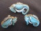 Vintage blue sea horse pin with matching earrings