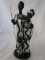 Black & Silver Ceramic  African Family Statue