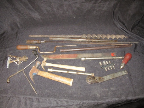 Tool Lot with Hammers. Hand drills and more