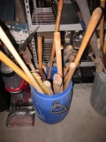 Lot of axes with some that are just the handles