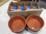 Lot of 8 Threshold Blue/Terracotta Soup Bowls