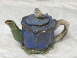 Vintage Teapot with Flower and Bird on lid