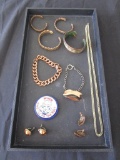 Lot of 8 copper jewelry items, and 3 misc items