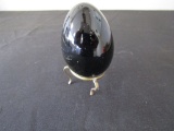 Stone Cut Black Egg with Gold Shimmer