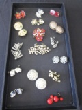 Lot of 15 vintage pair of earrings and 1 pin