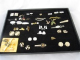 Lot of 33 vintage cuff links, tie pins & tie clips