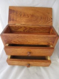 Vintage wood jewelry box with drawers