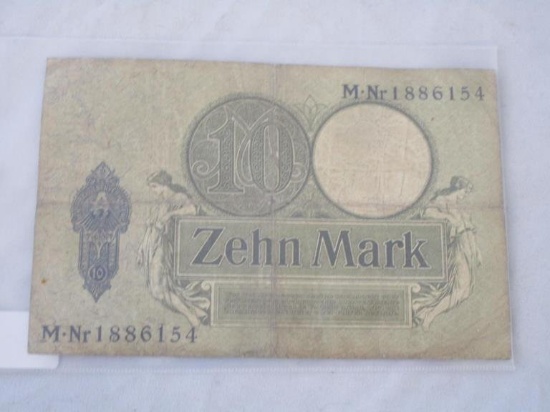 Vintage October 1906 Berlin 10 Zehn Mark note