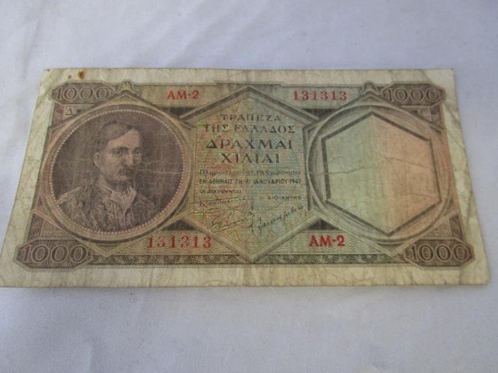 Vintage 1947 Greek 1000 note