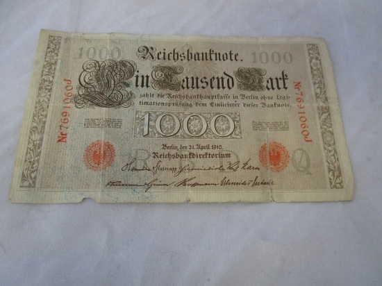 Vintage April 21 1910 Berlin 1000 note