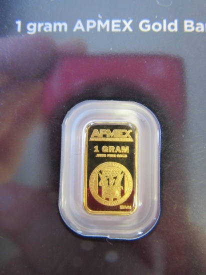 1 gram Gold Bar in tamper-evident packaging