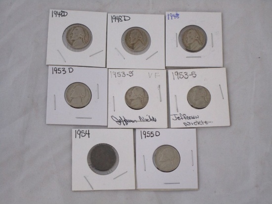 Lot of 8, Pre 1960 Nickels