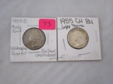 Lot of 2, Washington Silver Quarters 1955 & 1954D