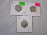 Lot of 3 Pre1920 Buffalo Nickels 1917, 1918 & 1915