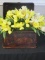 Wood Trunk with Lid filled with Fake Daffodils