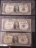 Lot of 3 Silver Certificate One Dollar Bills