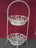 2 Tiered Silver Tone Metal Coffee Cup Basket