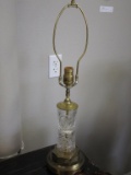 Vintage Cut Glass & Brass Lamp No Shade