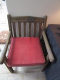 Vintage Wood Patio Chair with Cushion